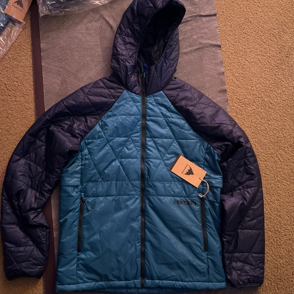 Burton Men's Teal and Navy Hooded Puffer Jacket